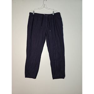 Topman Whyatt  Navy Pinstripe Drawstring stretch Skinny Ankle Pants Mens 40x32